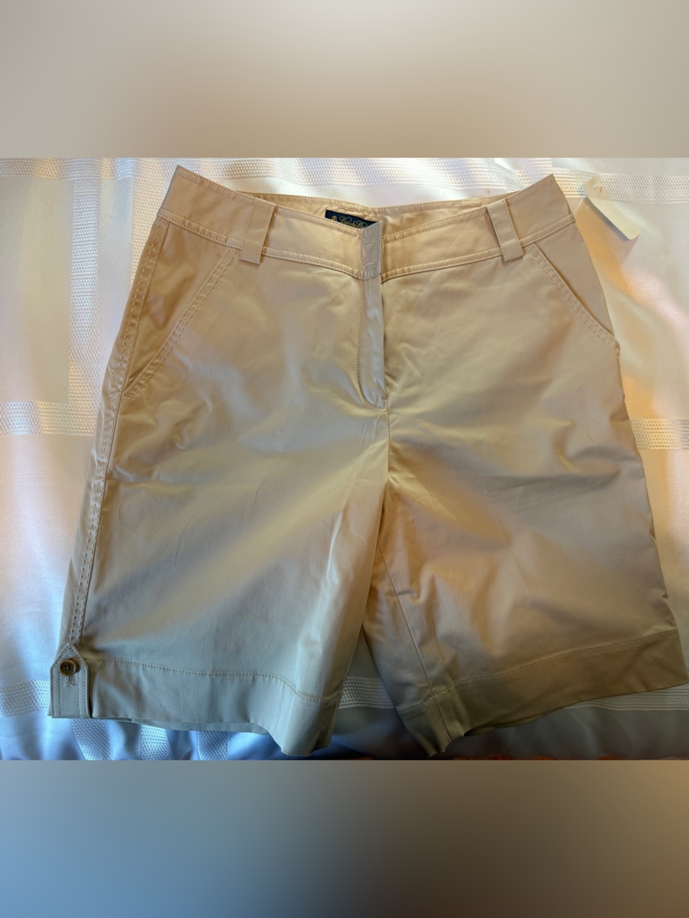 NWT, Brooks Brothers Beige Cotton Blend Bermuda Shorts